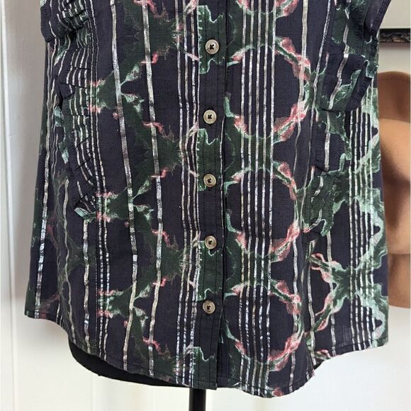 Pilcro Anthropologie Ruffled Buttondown Sleevless Top, sz SM EUC - Picture 5 of 15